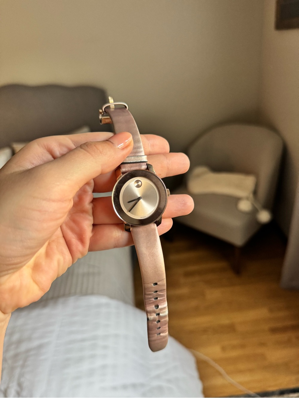 Movado Bold Women's Rose Gold Leather Strap Watch
